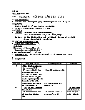 Giáo án Công nghệ 9 tiết 10 Thực hành nối dây dẫn điện (t.t)